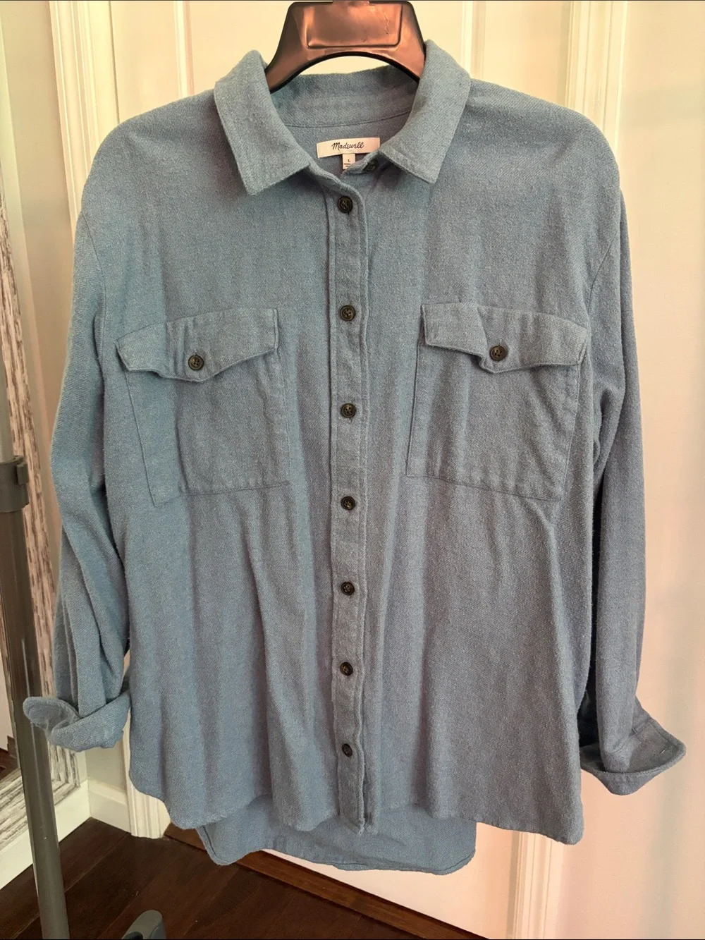 Madewell Dusty Blue Button-Down Flannel Shirt